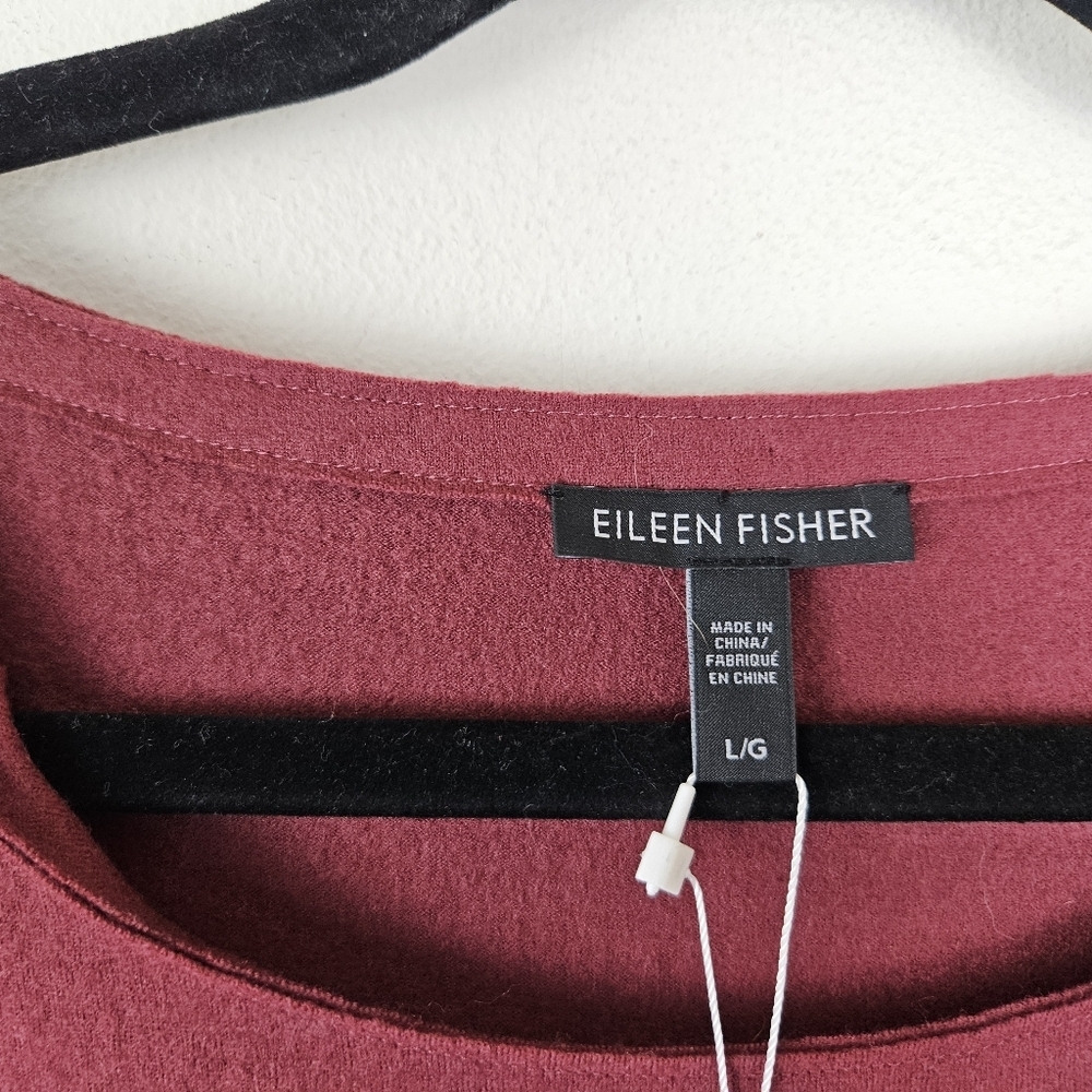 Eileen Fisher Boiled wool jersey Jewel Neck Boxy Tunic L NWT Fall Winter - Picture 7 of 9